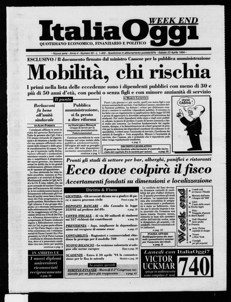 Italia oggi : quotidiano di economia finanza e politica